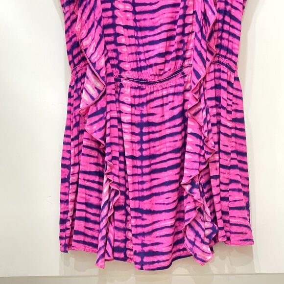 New Victoria's Secret Swim Cover Dress Small Pink Purple Ruffle Zebra Stripe - Picture 3 of 8